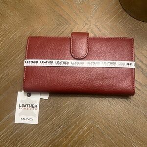 Mundi RED Leather Forever Wallet/Slim Clutch